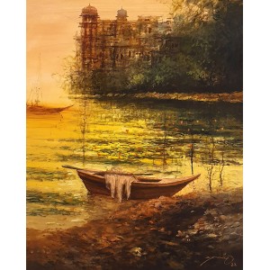 A. Q. Arif, 22 x 28 Inch, Oil on Canvas, Citysscape Painting, AC-AQ-407